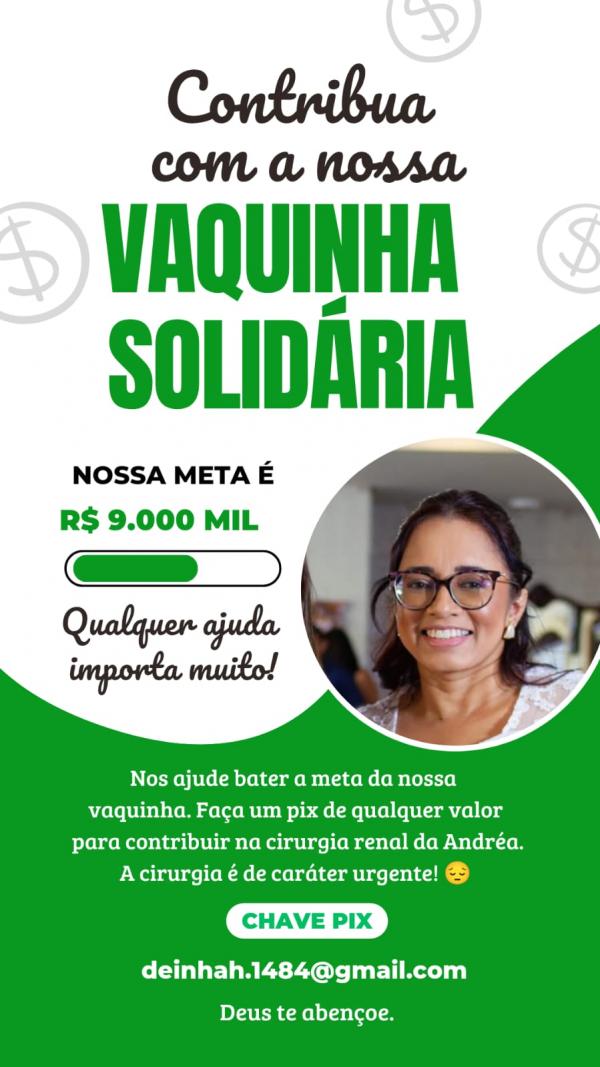 Solidariedade que salva: Vaquinha solid&aacute;ria busca arrecadar R$ 9 mil para cirurgia de Andr&eacute;a(Imagem:Divulga&ccedil;&atilde;o)