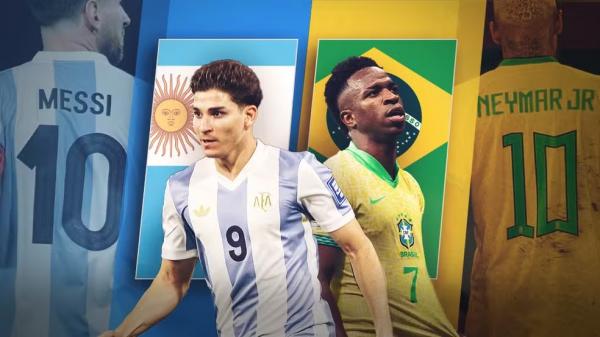 Brasil e Argentina se enfrentam sem Messi e Neymar.(Imagem: Infoesporte)