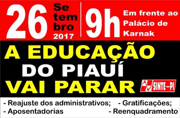 Servidores da rede estadual de educação realizarão paralisação geral no dia 26.(Imagem:Divulgação)
