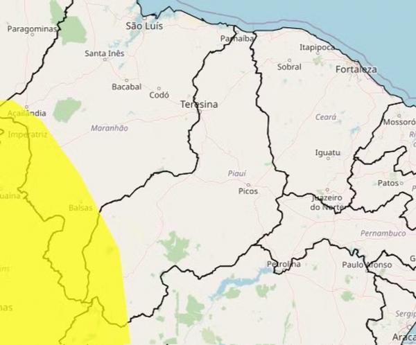 Aviso de chuvas intensas no Piau&iacute; (Imagem: Inmet)