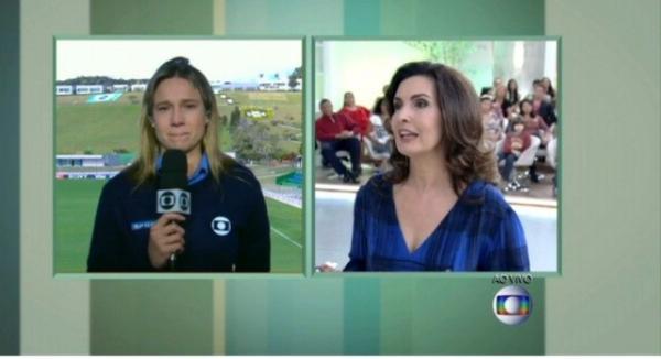 Fernanda Gentil chora ao vivo com F&aacute;tima Bernardes.(Imagem:Encontro com F&aacute;tima Bernardes/ TV Globo)