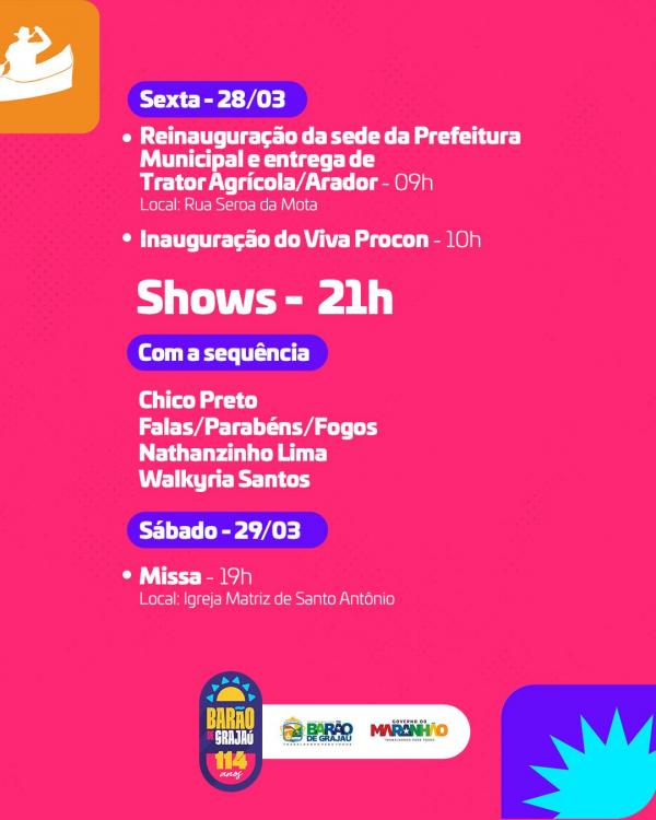 Barão de Grajaú celebra 114 anos com programação especial(Imagem:Divulgação)