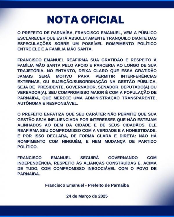 Nota Francisco Emanuel(Imagem:Reprodu&ccedil;&atilde;o)