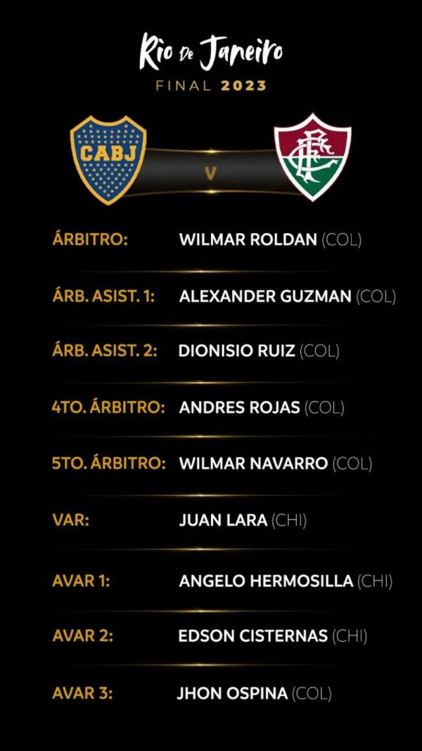 Equipe de arbitragem da final da Libertadores.(Imagem:Divulga&ccedil;&atilde;o: Conmebol)