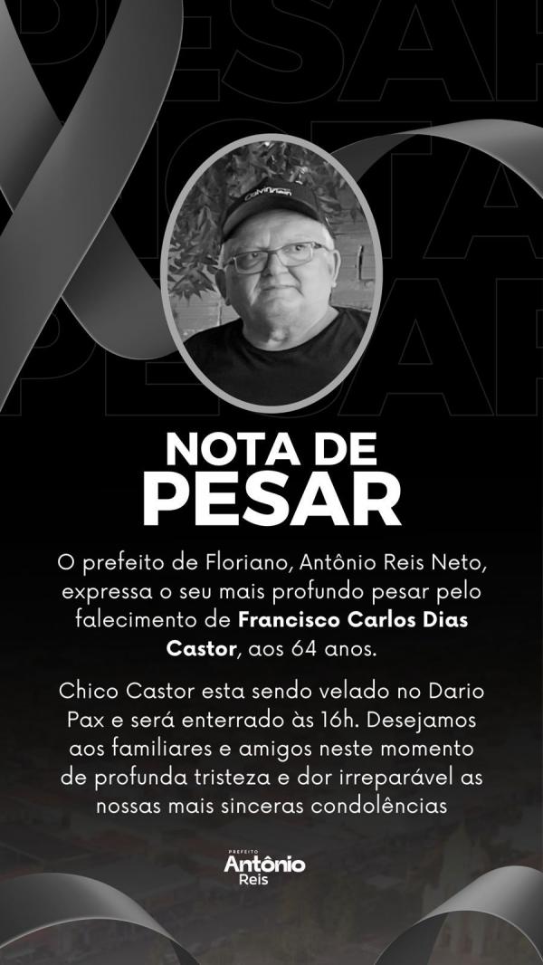 Nota de pesar sobre o falecimento de Chico Castor(Imagem:Divulga&ccedil;&atilde;o)
