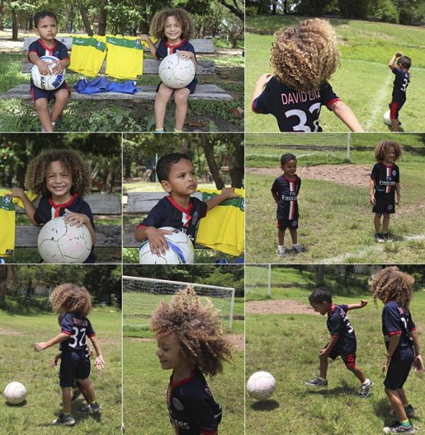 S&oacute;sias de David Luiz e Thiago Silva imitam os craques do PSG.(Imagem:Renan Morais/GloboEsporte.com)