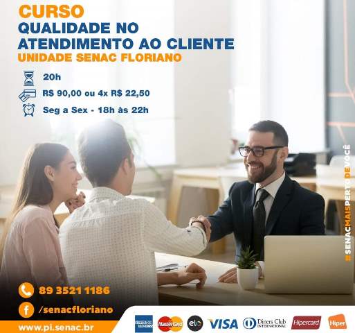 Senac de Floriano abre inscrições para o curso de Qualidade no Atendimento ao Cliente