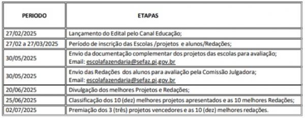Confira o cronograma completo(Imagem:Divulga&ccedil;&atilde;o)