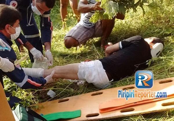 Carro atropela motociclista na cidade de Piripiri(Imagem:Piripiri Repórter)