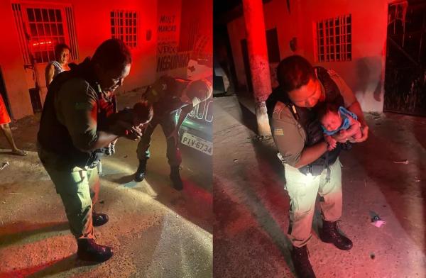 Policiais Militares salvam beb&ecirc; de 15 dias engasgado em Teresina(Imagem:Divulga&ccedil;&atilde;o/PMPI)