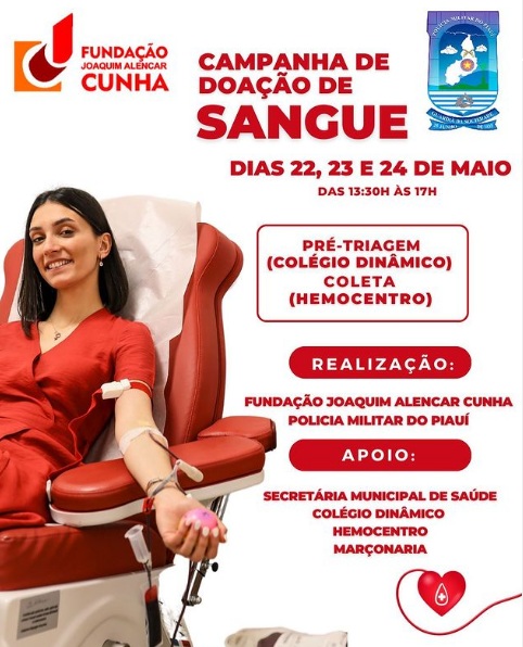 Fundação Joaquim Alencar Cunha e Polícia Militar promovem campanha de doação de sangue em Floriano