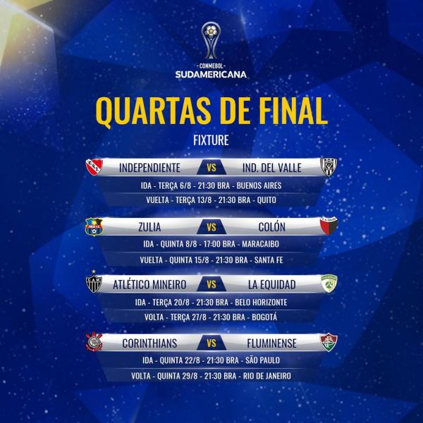 Atl&eacute;tico-MG, Corinthians e Fluminense s&atilde;o os brasileiros nesta fase da competi&ccedil;&atilde;o.(Imagem:Reprodu&ccedil;&atilde;o)