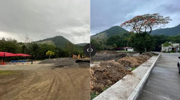  Estado atual da obra no Campo 10, o miniest&aacute;dio, no Ninho do Urubu.(Imagem:Foto 1: Figura 1: imagem ampliada da obra ? Foto 2)