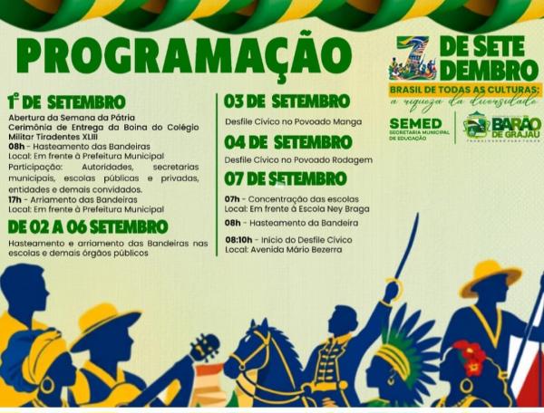 Barão de Grajaú realiza Semana da Pátria com programação cívica de 1º a 7 de setembro