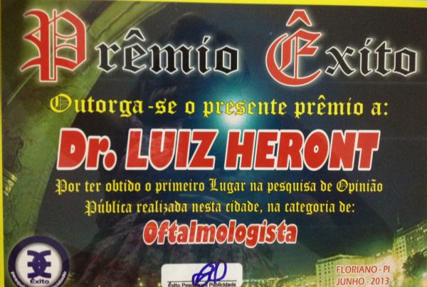 Dr. Luiz Heront &eacute; agraciado com Pr&ecirc;mio &Ecirc;xito.(Imagem:Divulga&ccedil;&atilde;o)