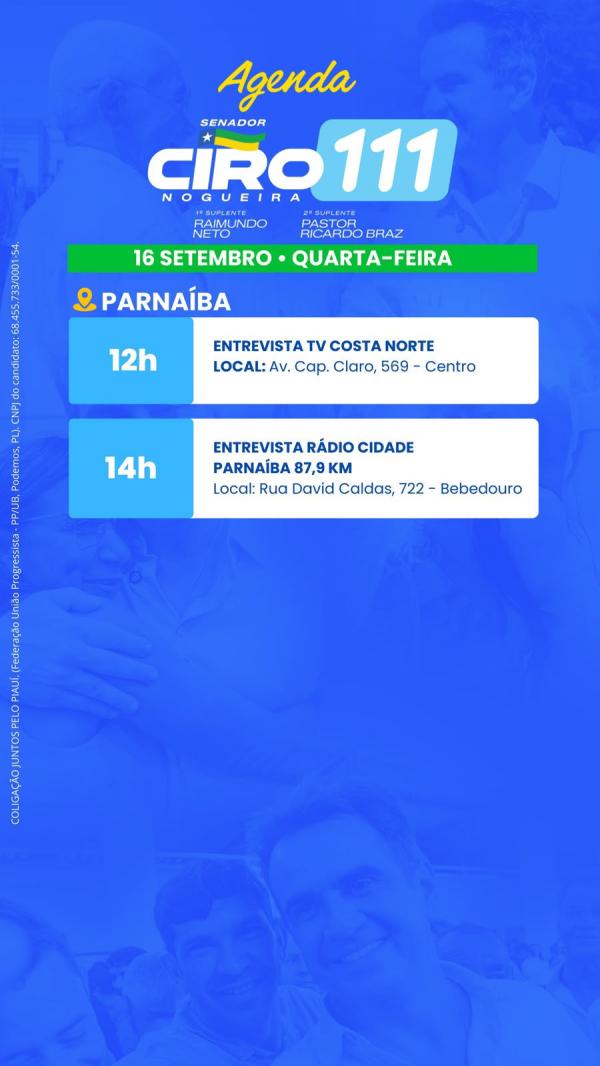 O senador Ciro Nogueira cumpre agenda, nesta quarta, dia 16, em Parnaíba.(Imagem:Ascom)