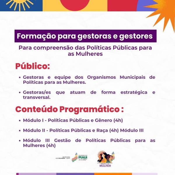 Secretaria Estadual das Mulheres amplia projeto de formação para gestores municipais