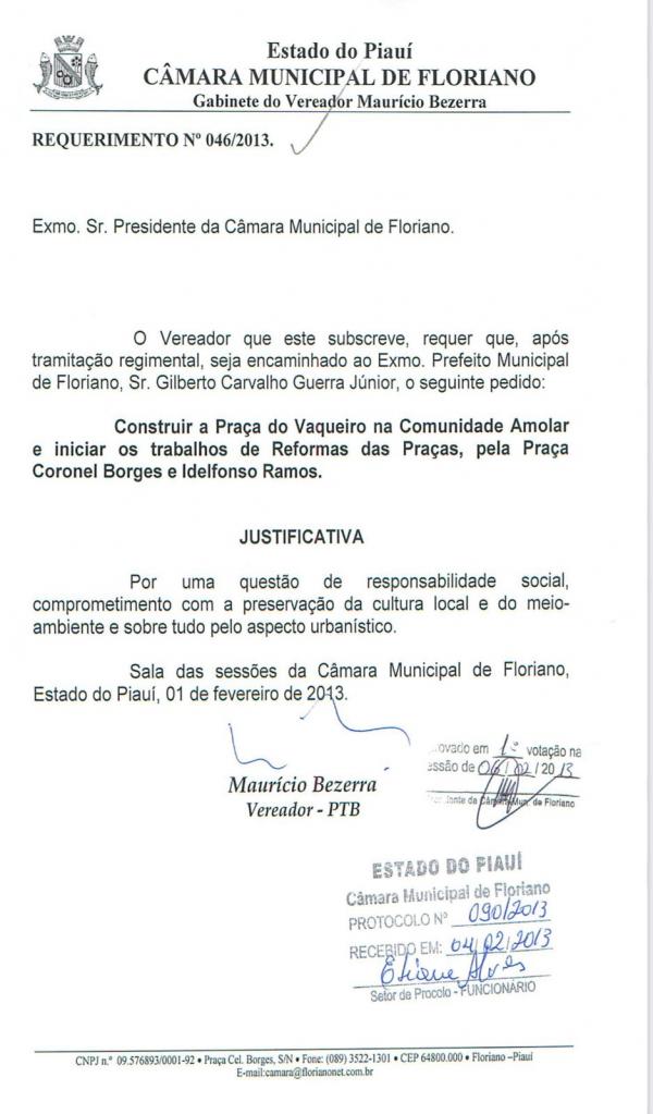 Requerimento (Imagem:Divulga&ccedil;&atilde;o )
