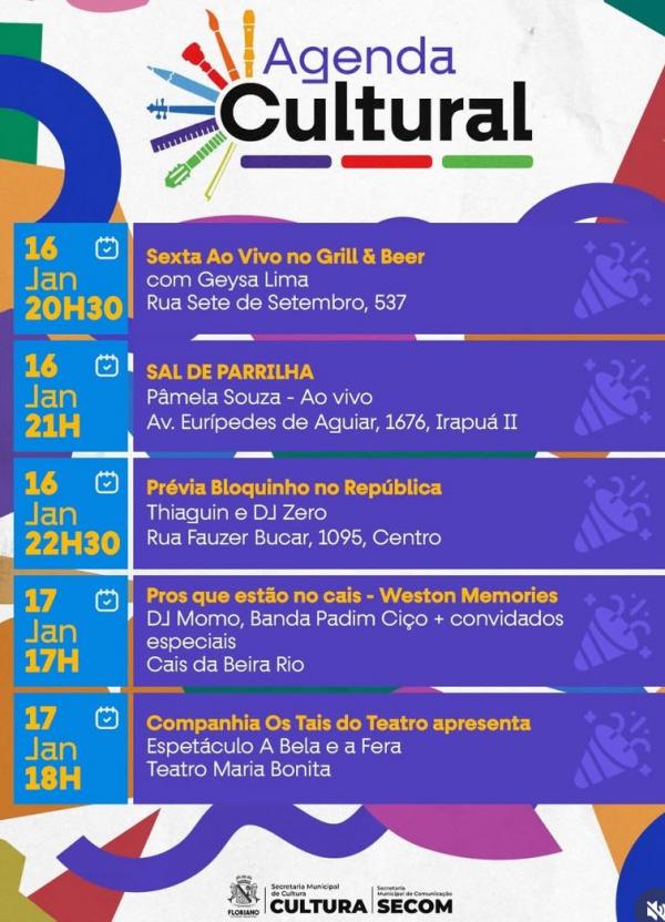 A cidade de Floriano segue respirando cultura, arte e entretenimento. A nova edição da Agenda Cultural reúne apresentações musicais, espetáculos teatrais, eventos esportivos e açõe(Imagem:Reprodução)