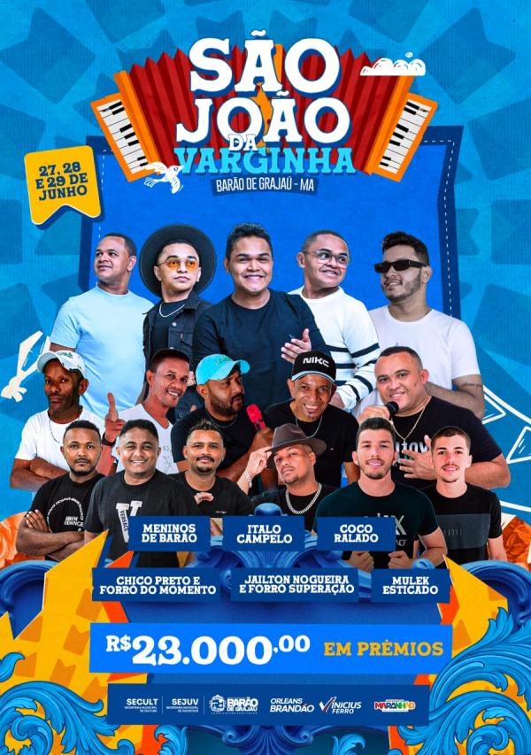 Atra&ccedil;&otilde;es confirmadas no S&atilde;o Jo&atilde;o da Varginha 2025 prometem agitar Bar&atilde;o de Graja&uacute; com m&uacute;sica, tradi&ccedil;&atilde;o e R$ 23 mil em pr&ecirc;mios.(Imagem:Divulga&ccedil;&atilde;o)
