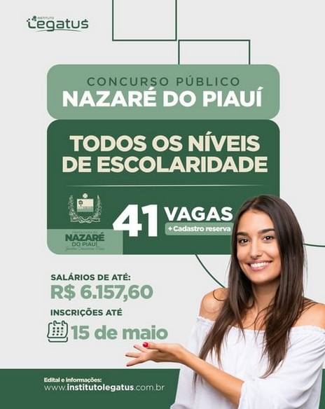 Prefeitura de Nazaré do Piauí está com inscrições abertas de concurso público
