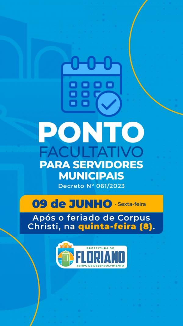Sexta-feira depois de Corpus Christi será de ponto facultativo para servidores municipais