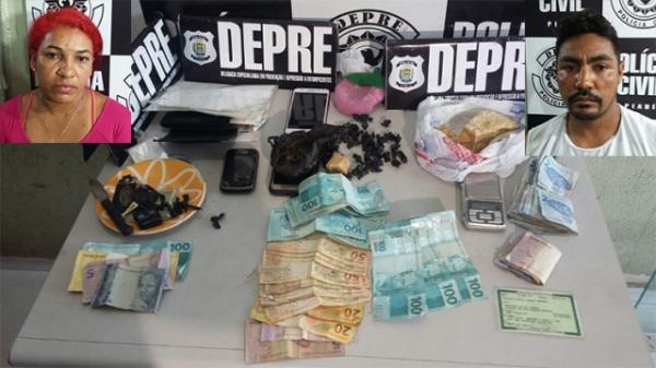 Casal suspeito de tráfico é preso com drogas e R$ 2.500.(Imagem:Cidadeverde.com)