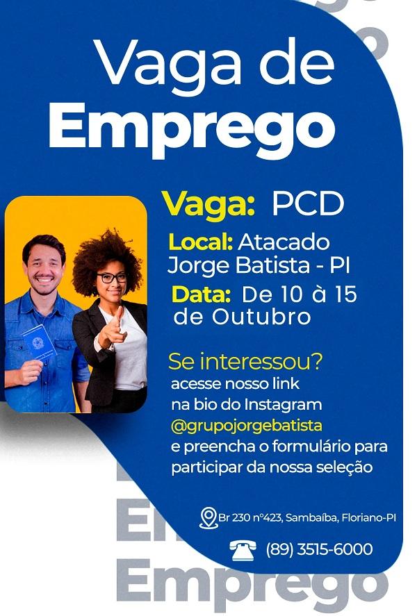 Oportunidade de emprego no Atacado Jorge Batista: Inscrições abertas de 10 a 15 de outubro