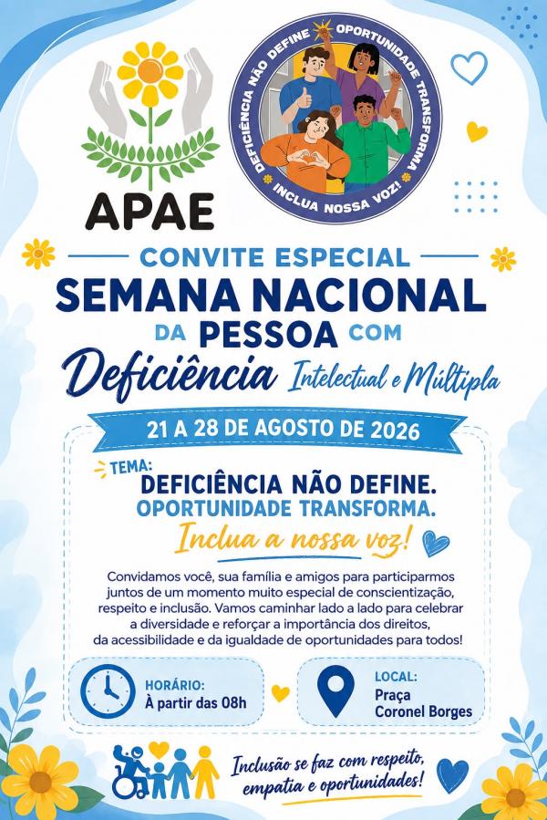APAE de Floriano promove caminhada pela inclus&atilde;o durante Semana Nacional da Pessoa com Defici&ecirc;ncia.(Imagem:Divulga&ccedil;&atilde;o)