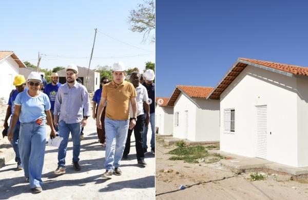 Prefeito Ant&ocirc;nio Reis acompanha &uacute;ltimos ajustes no Conjunto Habitacional Am&eacute;lia Lira II, em Floriano.(Imagem:Secom)