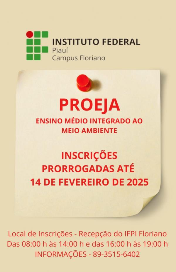 IFPI - Campus Floriano encerra nesta sexta (14) as inscrições para curso PROEJA em Meio Ambiente