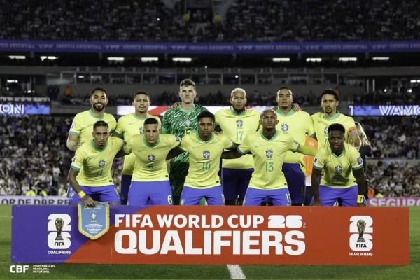 Wesley no duelo entre Argentina e Brasil pelas Eliminat&oacute;rias da Copa do Mundo 2026.(Imagem:Rafael Ribeiro / CBF)