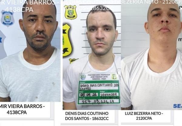 Os fugitivos foram identificados como Ademir Vieira Barros, Denis Dias Coutinho dos Santos e Luiz Bezerra Neto.(Imagem:Divulga&ccedil;&atilde;o)