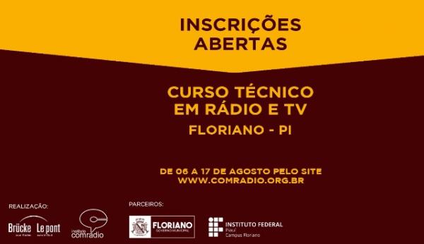 Instituto Comradio abre inscrições para nova turma do Curso Técnico de Rádio e TV em Floriano.(Imagem:Divulgação/Comradio)