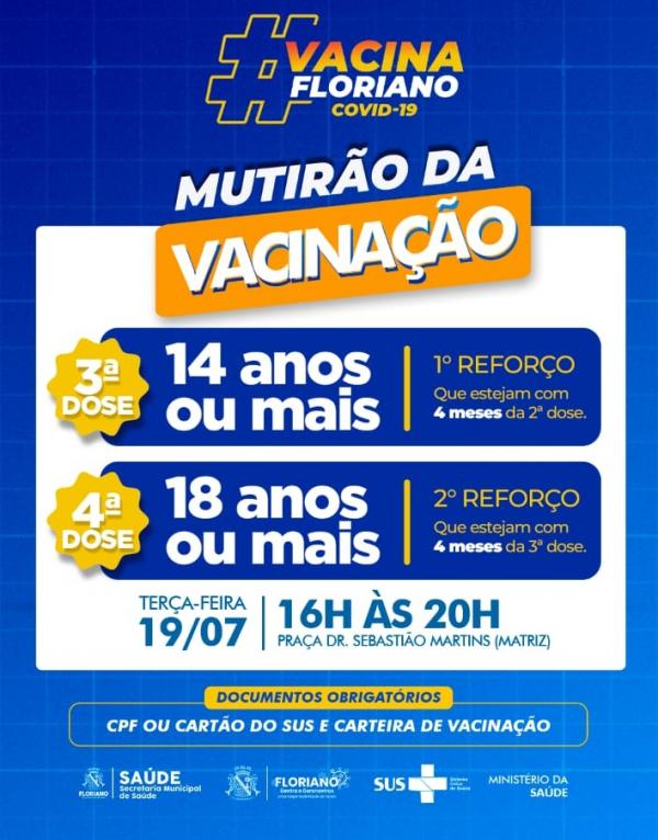 Floriano realiza mais um "Mutirão de Vacinação" contra Covid-19