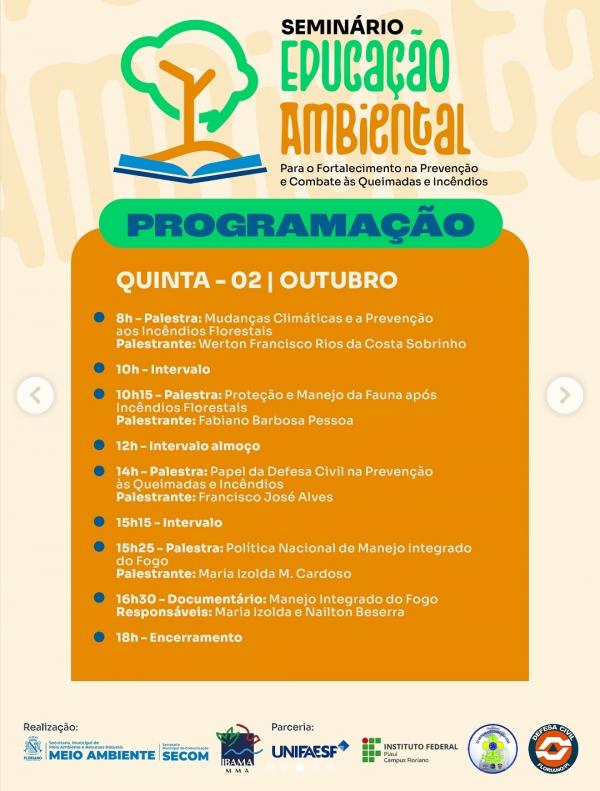 Floriano sediará Seminário de Educação Ambiental para prevenção e combate às queimadas(Imagem:Reprodução/Instagram)