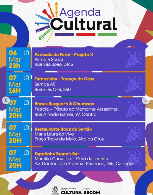 Final de semana tem programação cultural movimentada em Floriano(Imagem:Reprodução/Instagram)