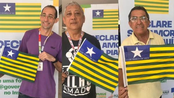 Piauienses recebem e celebram bandeira do Piau&iacute;: 