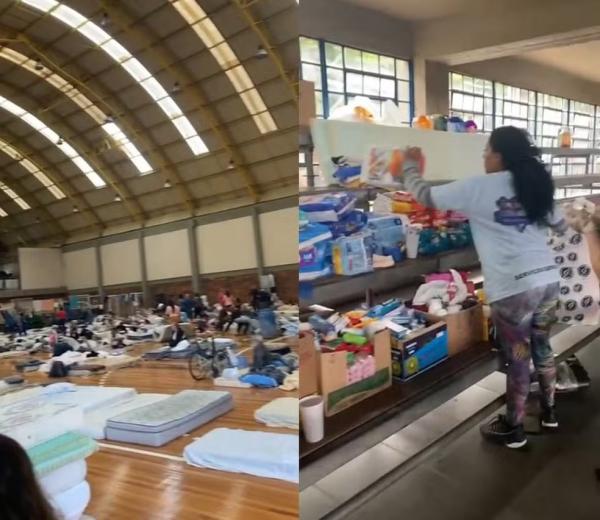Popula&ccedil;&atilde;o se abriga em centro esportivo em Porto Alegre - Piauiense que mora no RS relata seguidas mudan&ccedil;as de casas para escapar de enchente: 