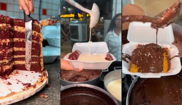Bolo gigante com fatias de 1kg e cinco camadas de recheio viraliza em Teresina.(Imagem:Reprodu&ccedil;&atilde;o)