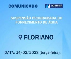 Agespisa comunica suspensão programada de fornecimento de água