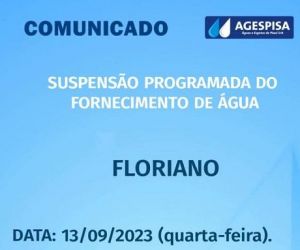 Agespisa realiza suspensão programada de fornecimento de água em Floriano para manutenção na ETA
