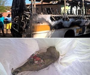 Ônibus pega fogo na cidade de Amarante