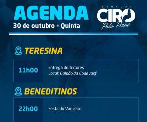 Senador Ciro Nogueira cumpre agenda nesta quinta-feira (30)
