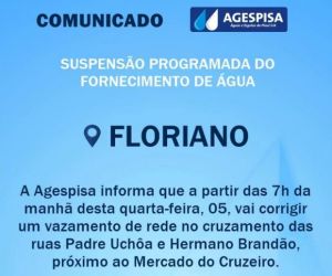Correção em vazamento de rede provoca falta de água em Floriano