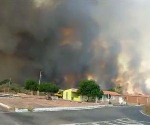 Incêndio consome vegetação e há três dias ameaça casas na BR-020