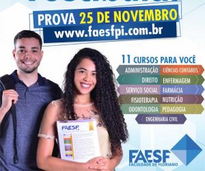 Inscrições para o vestibular da FAESF seguem até 24 de novembro
