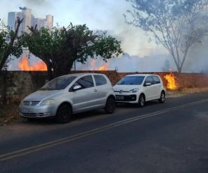 Incêndio em terreno assusta moradores de condomínio e quase atinge carros em Teresina