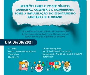 Município e Agespisa realizarão reuniões em bairros contemplados com esgotamento sanitário