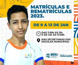 Matrículas das escolas municipais de Barão de Grajaú terão início nesta segunda (09)
